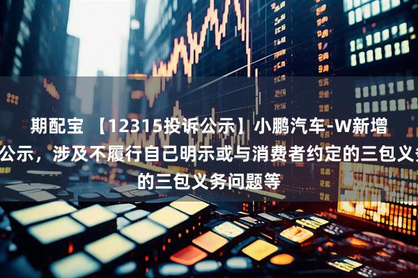 期配宝 【12315投诉公示】小鹏汽车-W新增6件投诉公示，涉及不履行自己明示或与消费者约定的三包义务问题等